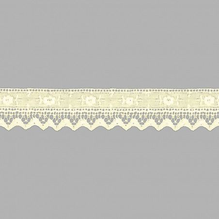 Puntilla cosida de tira bordada y encaje de bolillos de algodón de 28 mm de  ancho color beige